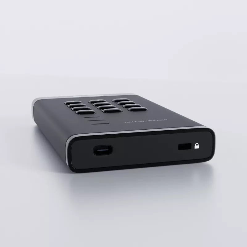 iStorage diskAshur PRO³ HDD 5 TB | Disco duro portátil seguro | Conforme FIPS 140-3 Nivel 3 | Cifrado por hardware AES-XTS de 256 bits | Protegido por PIN | Independiente del sistema operativo y de la plataforma | Conforme RGPD, TAA | Protección contra ataques de fuerza bruta | Resistente al polvo y al agua