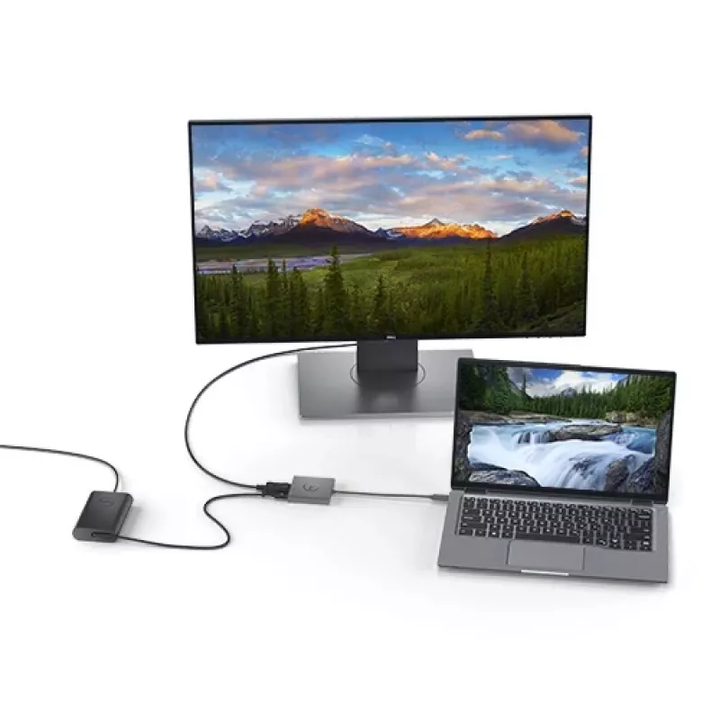 DELL Adaptador USB-C a HDMI/DP con Power Pass-Through, Con cable, USB 3.2 Gen 2 (3.1 Gen 2) Type-C, Negro, 3840 x 2160 píxeles, Dell, 3840 x 2160 píxeles