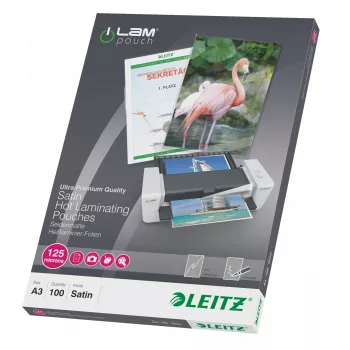 Leitz iLAM Fundas de plastificar A3 mate, 125 micras, pack de 100