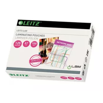 Leitz iLAM Fundas de plastificar A7 brillante, 125 micras, pack de 100