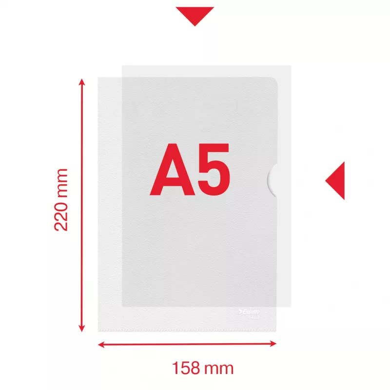 Esselte carpeta Premium A5, carpeta de proyecto, A5, polipropileno (PP), transparente, vertical, 40 hojas
