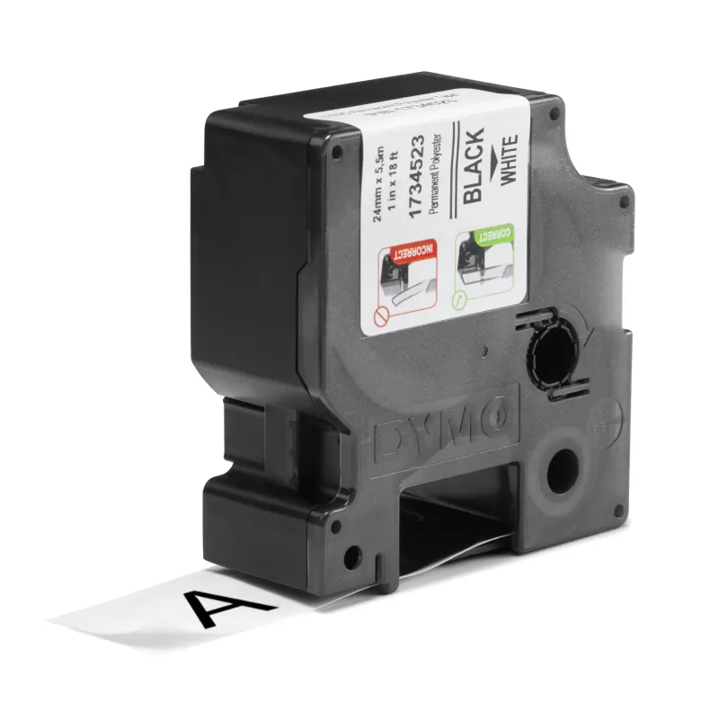 DYMO Rhino Industrial Etiquetas de poliéster permanente | 24 mm x 5,5 m | Impresión negra sobre blanco | Autoadhesivas | para etiquetadoras LabelManager y Rhino