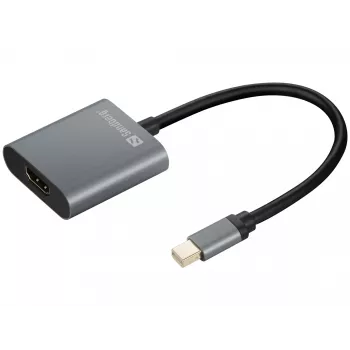 Sandberg adaptador MiniDP1.4>HDMI2.0 4K60, Mini DisplayPort, HDMI Type-A (estándar), conector macho, conector hembra, 3840 x 2160 píxeles, 6 Gbit/s