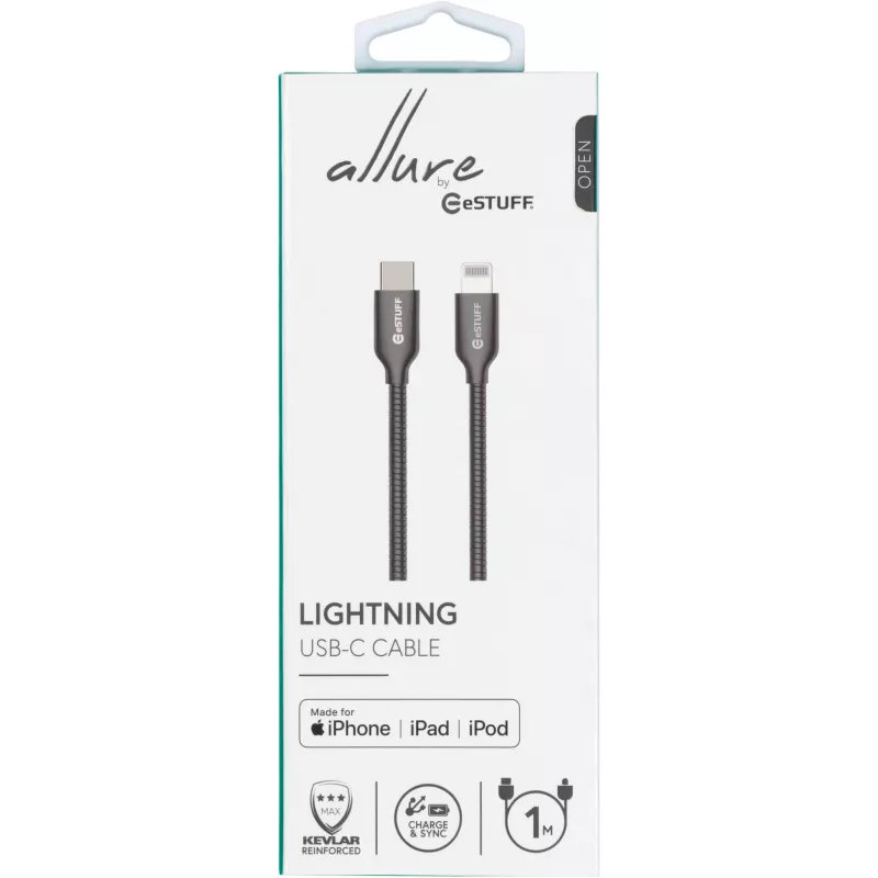 eSTUFF ES602160 Cable Lightning 1 m acero inoxidable