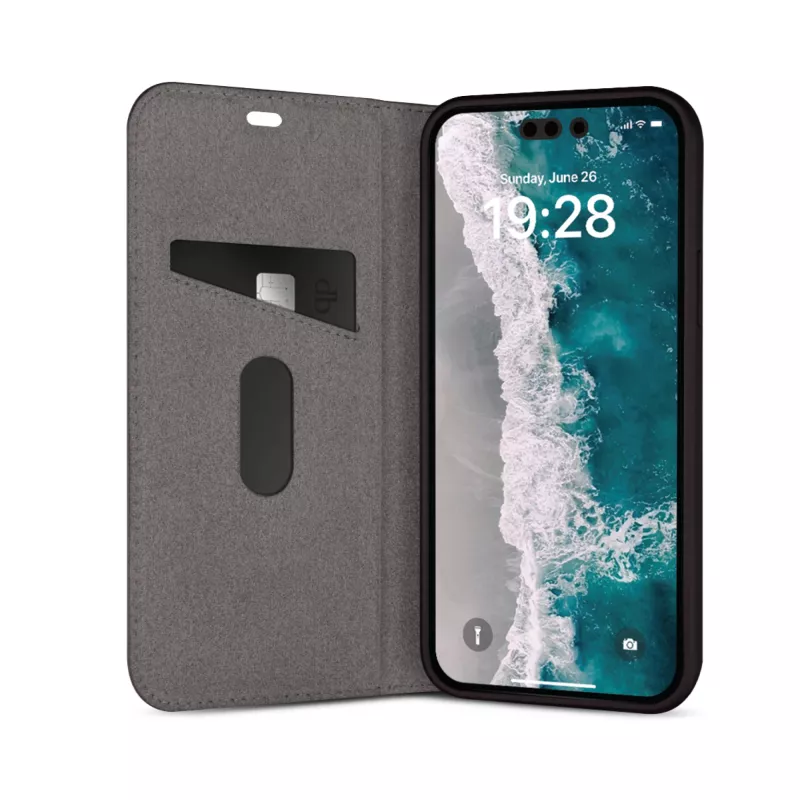 Funda tipo folio para móvil dbramante1928 Oslo para iPhone 14 Pro Max — Negro, 3 compartimentos para tarjetas, soporte de mesa, compatible con 6,7