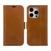 Funda tipo folio para móvil dbramante1928 Copenhagen para iPhone 15 Pro – Tan, 3 compartimentos para tarjetas, monocromático marrón