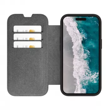 dbramante1928 Helsinki - Funda tipo flip para móvil - compatible con MagSafe - plástico, piel vegana - negro