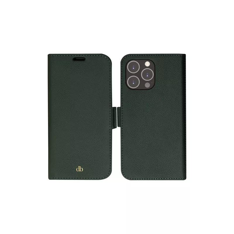 Funda cartera dbramante1928 New York para iPhone 14 Pro Max, verde, 3 compartimentos para tarjetas, compatible con 6,7