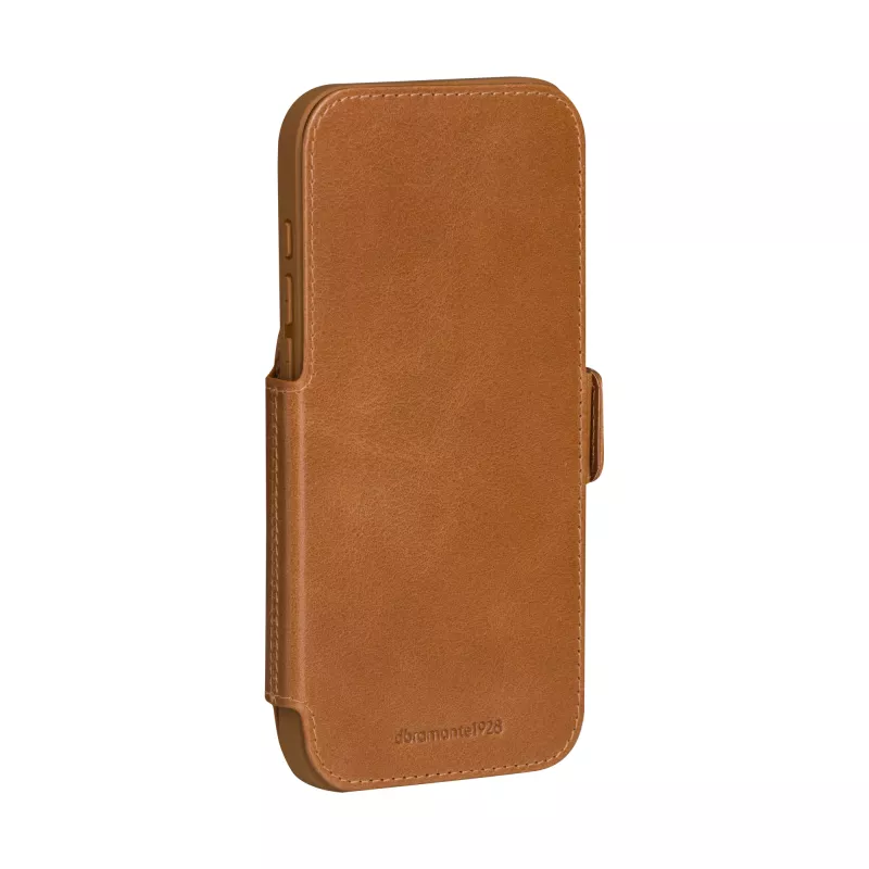 dbramante1928 Copenhagen Funda tipo libro de piel granulada para iPhone 17 Pro Max, tan