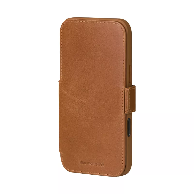 dbramante1928 Copenhagen Funda tipo libro de piel granulada para iPhone 17 Pro Max, tan