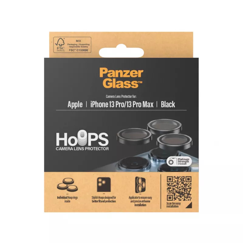 PanzerGlass Hoops protector de lentes de cámara para iPhone 13 Pro 13 Pro Max negro resistente a arañazos