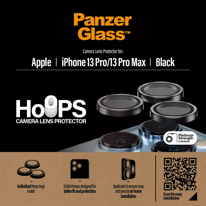 PanzerGlass Hoops protector de lentes de cámara para iPhone 13 Pro 13 Pro Max negro resistente a arañazos