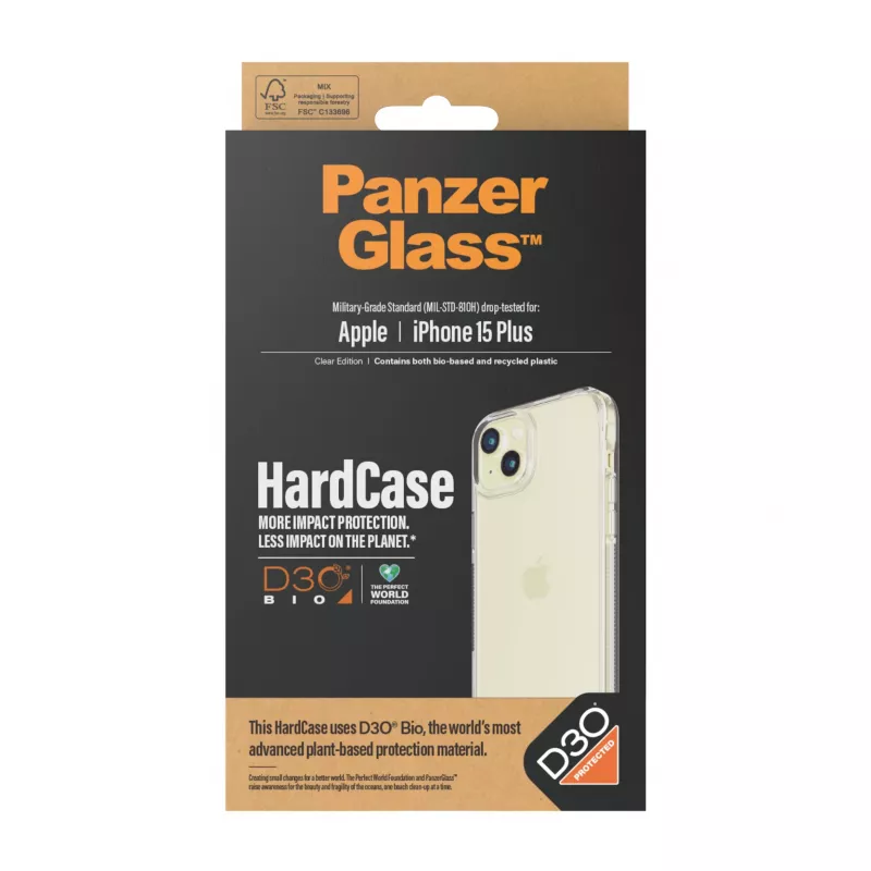 PanzerGlass ® HardCase transparente con D3O® iPhone 15 Plus, funda, Apple, Apple - iPhone 15 Plus, transparente