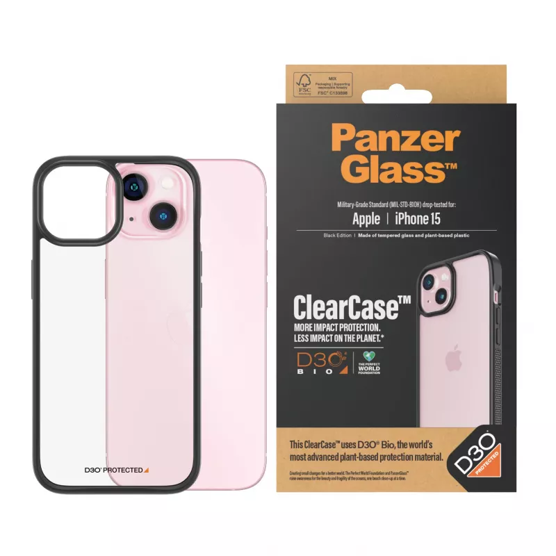 Funda PanzerGlass ClearCase iPhone 15 D3O transparente