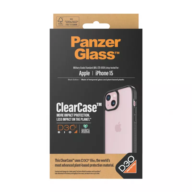 Funda PanzerGlass ClearCase iPhone 15 D3O transparente