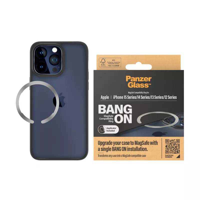 PanzerGlass Bang On Anillo de compatibilidad MagSafe para iPhone 12/13/14/15, transparente