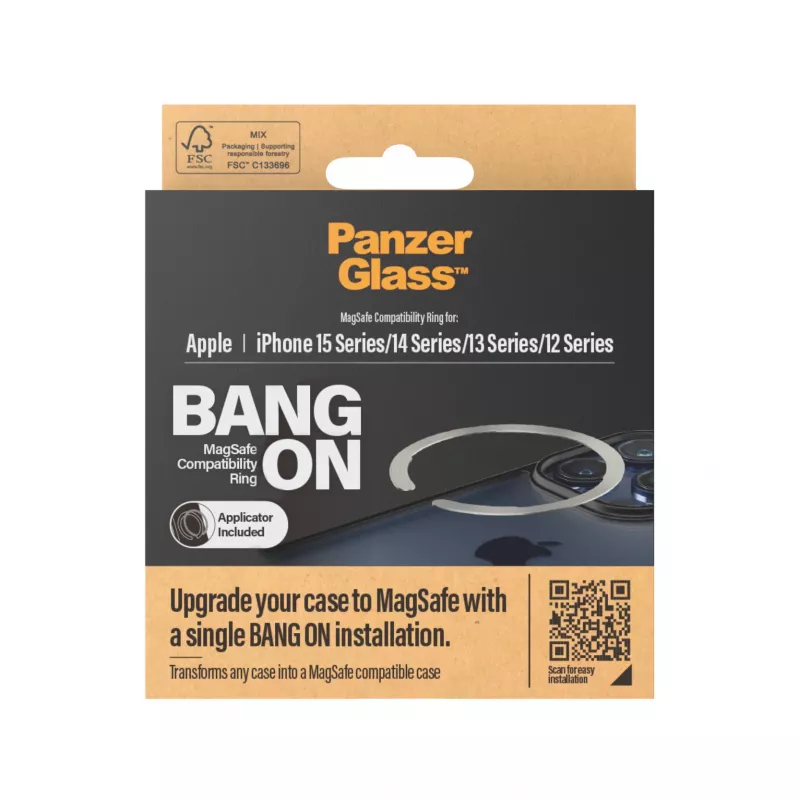 PanzerGlass Bang On Anillo de compatibilidad MagSafe para iPhone 12/13/14/15, transparente