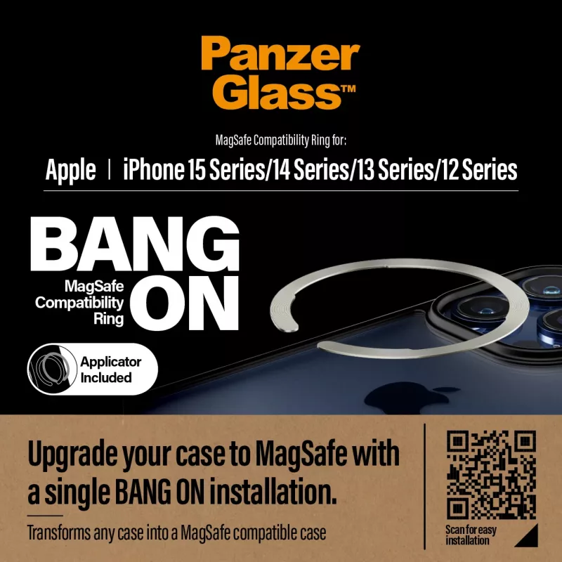 PanzerGlass Bang On Anillo de compatibilidad MagSafe para iPhone 12/13/14/15, transparente