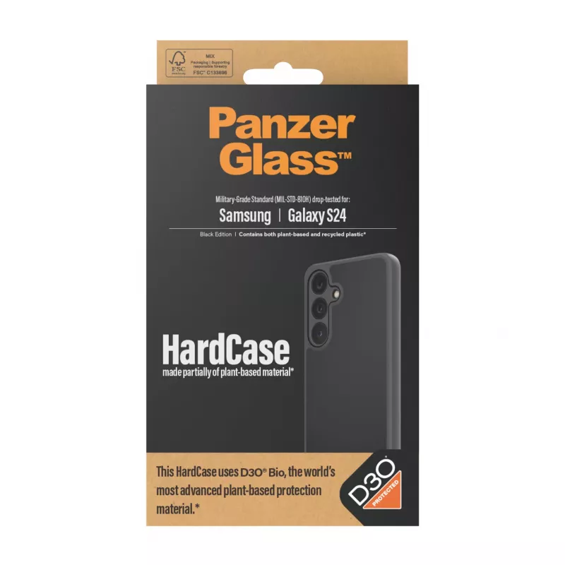PanzerGlass ® HardCase negro con D3O® Samsung Galaxy S24, funda, Samsung, Samsung - Galaxy S24, negro