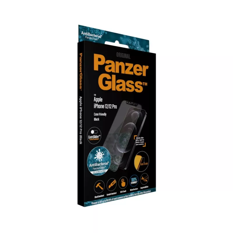 PanzerGlass CamSlider protector de pantalla para Apple iPhone 12 / 12 Pro — vidrio templado sin bordes, transparente, 6,1 inch