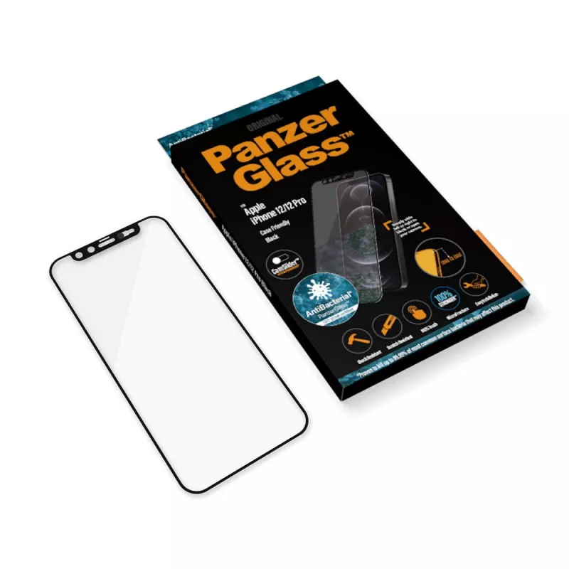 PanzerGlass CamSlider protector de pantalla para Apple iPhone 12 / 12 Pro — vidrio templado sin bordes, transparente, 6,1 inch