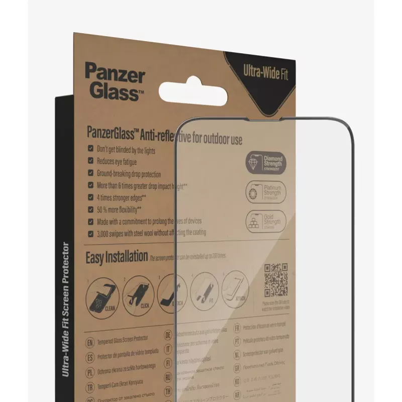 PanzerGlass ® protector de pantalla antirreflejo iPhone 14 Plus | 13 Pro Max | Ultra-Wide Fit con EasyAligner