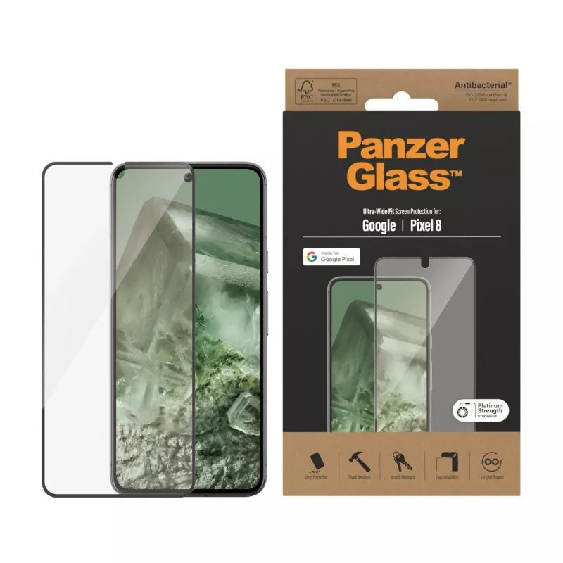 PanzerGlass® protector de pantalla Google Pixel 8 | Ultra-Wide Fit