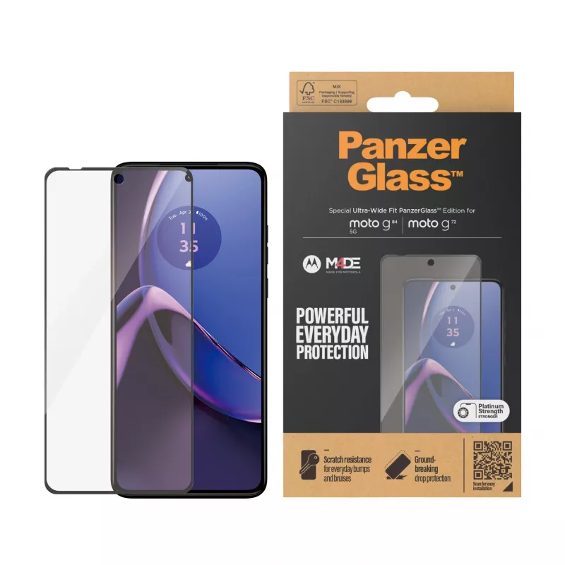 PanzerGlass ® protector de pantalla Motorola moto g84 | g72 | Ultra-Wide Fit
