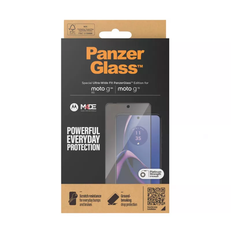 PanzerGlass ® protector de pantalla Motorola moto g84 | g72 | Ultra-Wide Fit