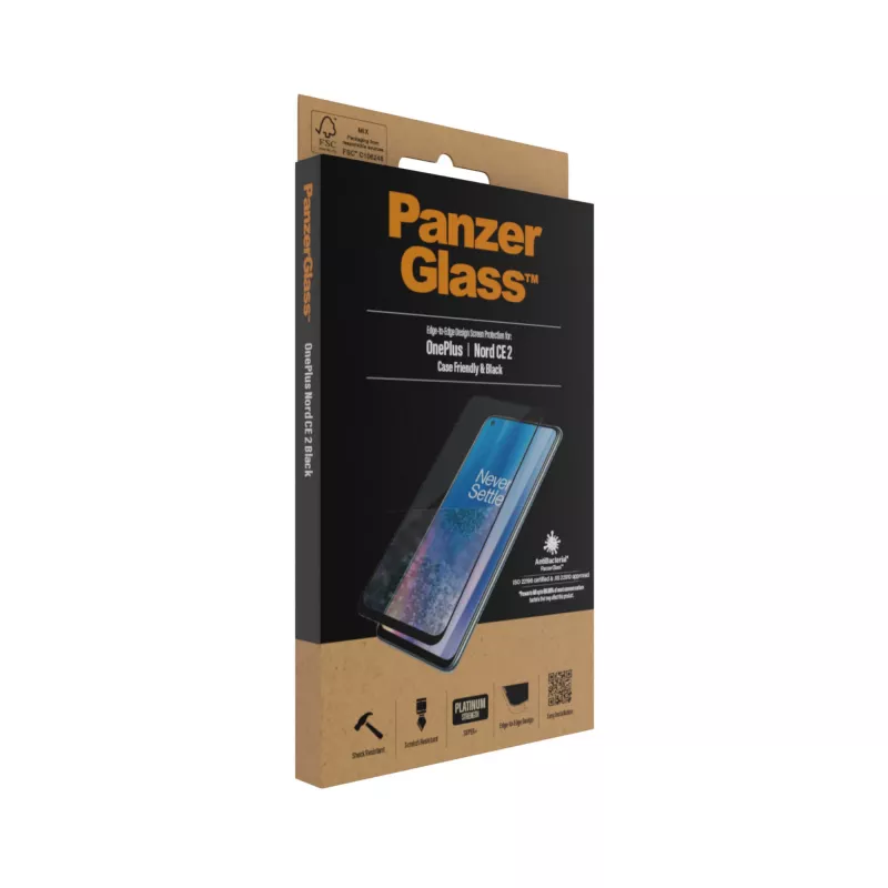 Protector de pantalla PanzerGlass OnePlus Nord 2 CE Resistente a arañazos Resistente a golpes Antibacteriano