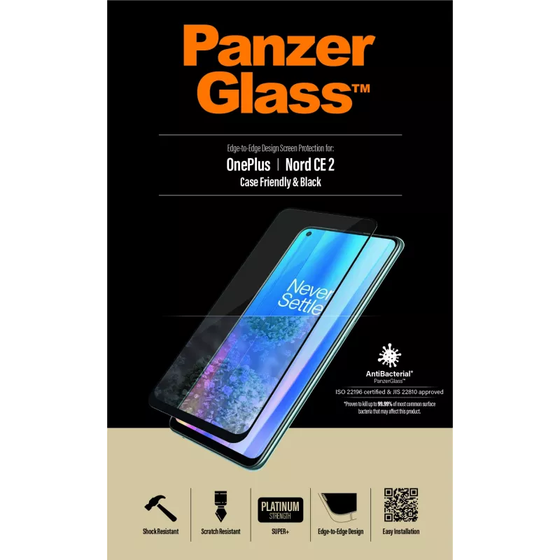 Protector de pantalla PanzerGlass OnePlus Nord 2 CE Resistente a arañazos Resistente a golpes Antibacteriano