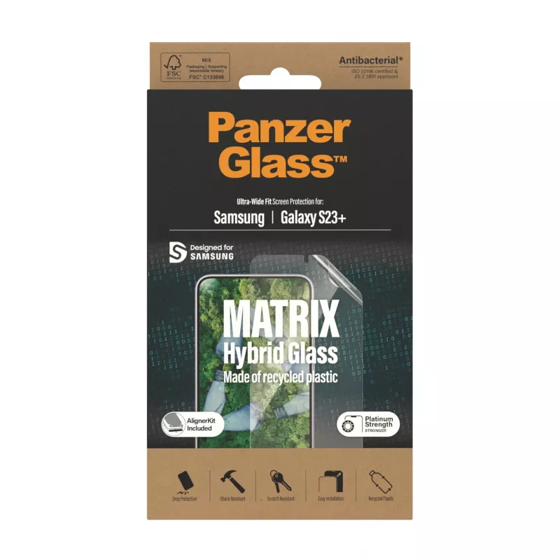 PanzerGlass ® ECO MATRIX protector de pantalla Samsung Galaxy S23+ | Ultra-Wide Fit con AlignerKit