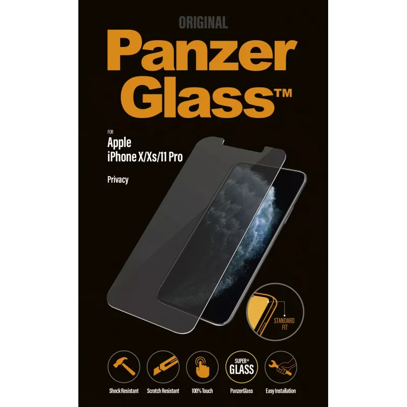 PanzerGlass ® protector de pantalla de privacidad iPhone 11 Pro | Xs | X | Standard Fit