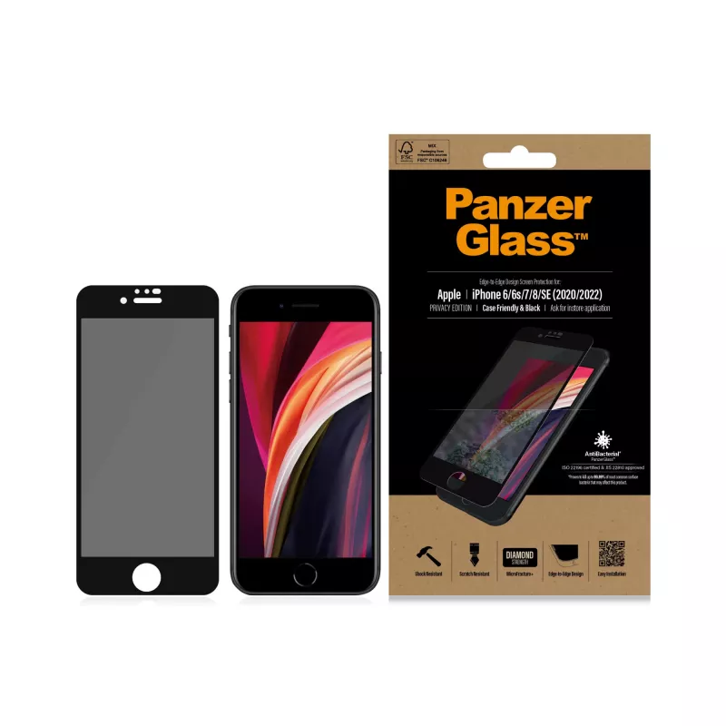 PanzerGlass ® lámina de privacidad iPhone SE (2020/2022) | 8 | 7 | 6 | 6s | Edge-to-Edge