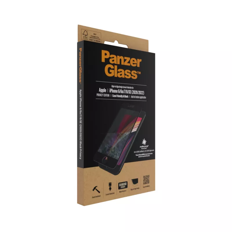 PanzerGlass ® lámina de privacidad iPhone SE (2020/2022) | 8 | 7 | 6 | 6s | Edge-to-Edge
