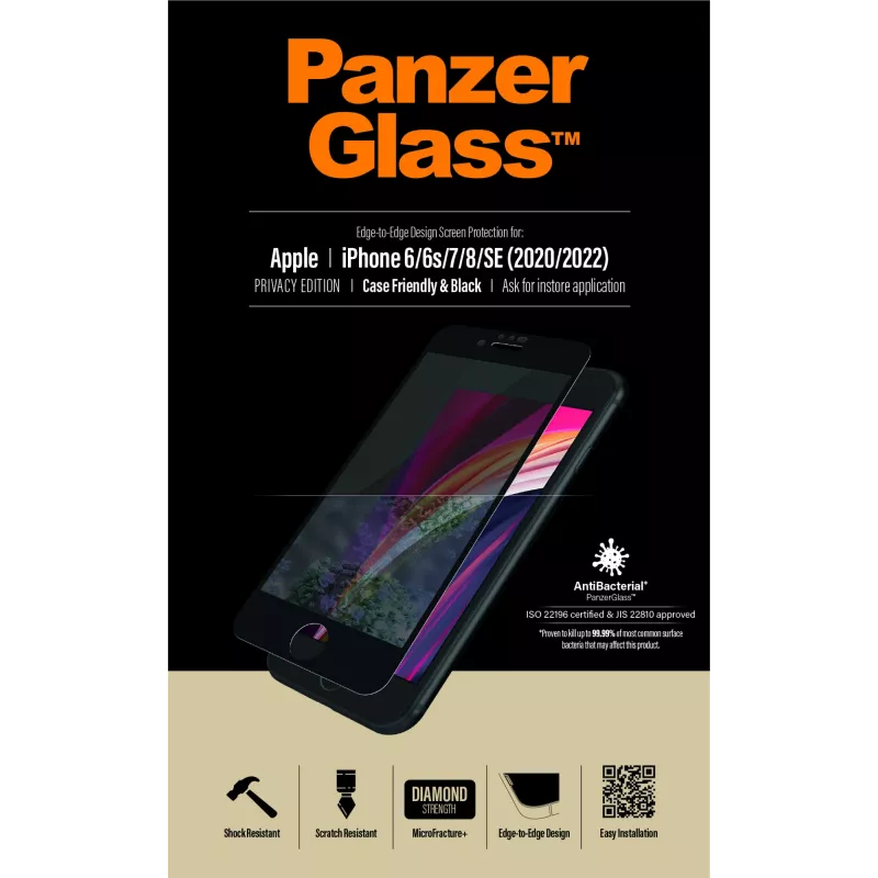 PanzerGlass ® lámina de privacidad iPhone SE (2020/2022) | 8 | 7 | 6 | 6s | Edge-to-Edge