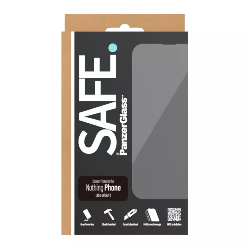 PanzerGlass SAFE. protector de pantalla para Nothing Phone — Ultra-Wide Fit, cristal templado + PET, resistente a arañazos y golpes, instalación en seco