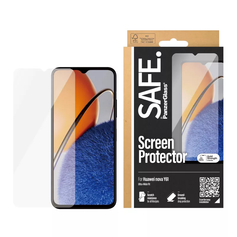 PanzerGlass SAFE. by ® protector de pantalla Huawei Nova Y61 | Ultra-Wide Fit