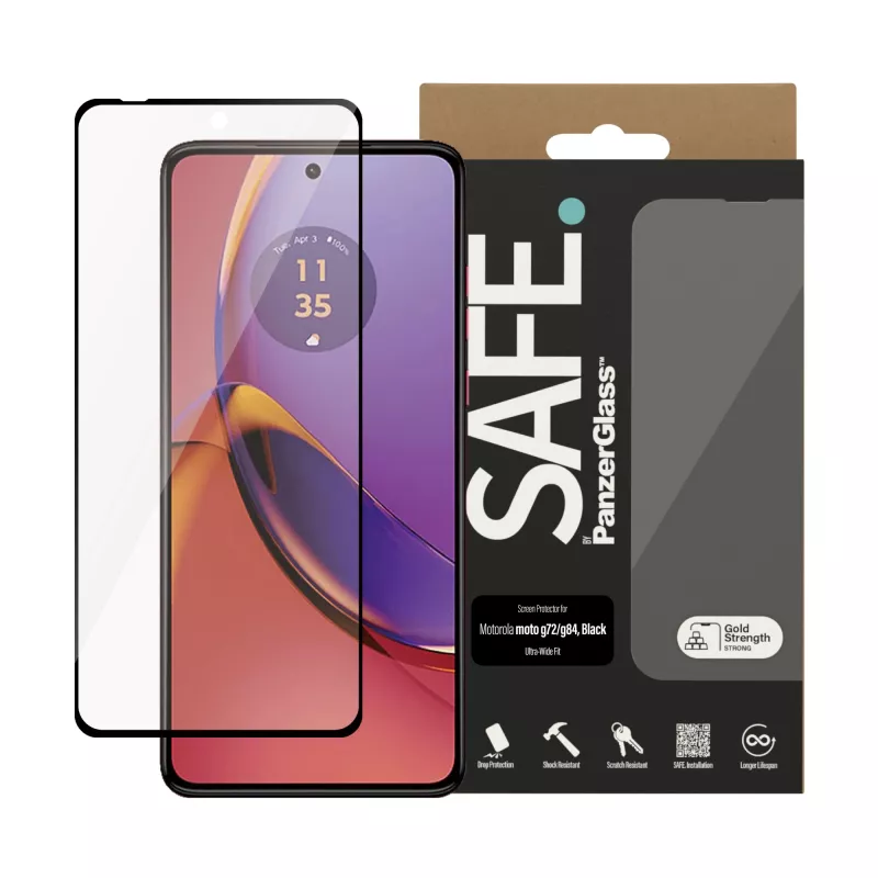 PanzerGlass SAFE. by ® protector de pantalla Motorola MOTO G84 5G | G72 | Ultra-Wide Fit