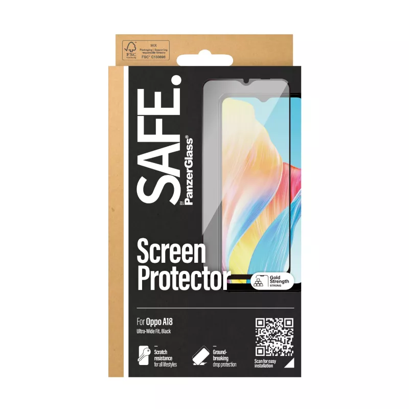 Protector de pantalla PanzerGlass SAFE. by ® para Oppo A18 | Ultra-Wide Fit