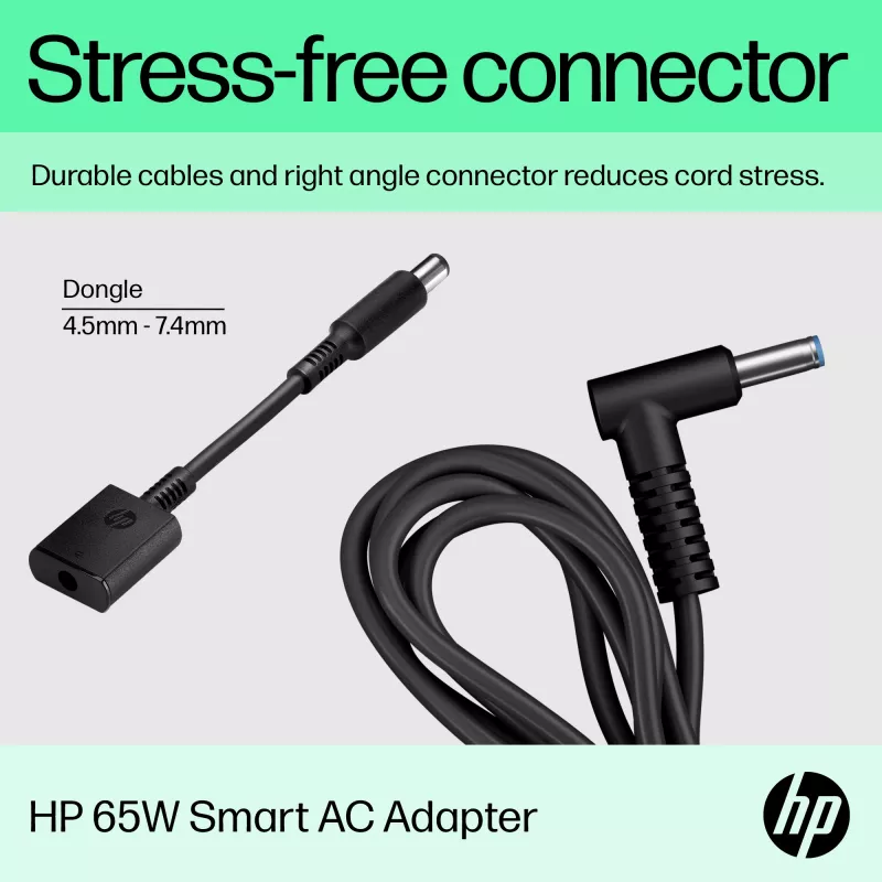HP 65W Smart AC Adapter, portátil, interior, 65 W, compatible con HP ProBook 440 G6 Notebook PC; HP ProBook 450 G6 Notebook PC; HP ProBook x360 11..., empresa, negro