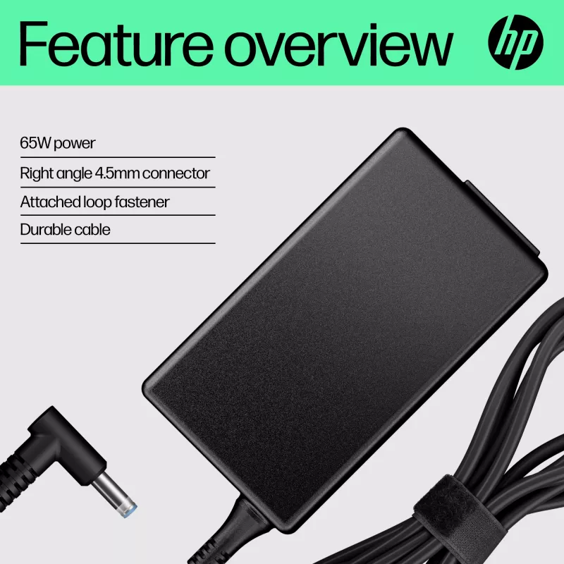 HP 65W Smart AC Adapter, portátil, interior, 65 W, compatible con HP ProBook 440 G6 Notebook PC; HP ProBook 450 G6 Notebook PC; HP ProBook x360 11..., empresa, negro