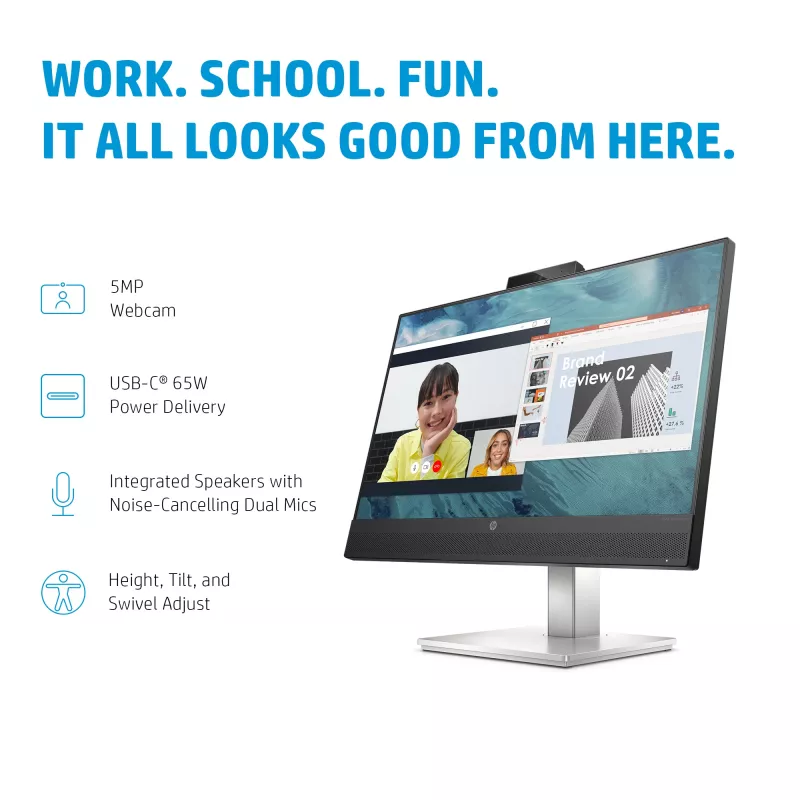 HP E24m G4 monitor de conferencia FHD USB-C monitor de ordenador 60,5 cm (23,8 inch) 1920 x 1080 píxeles Full HD negro, plata