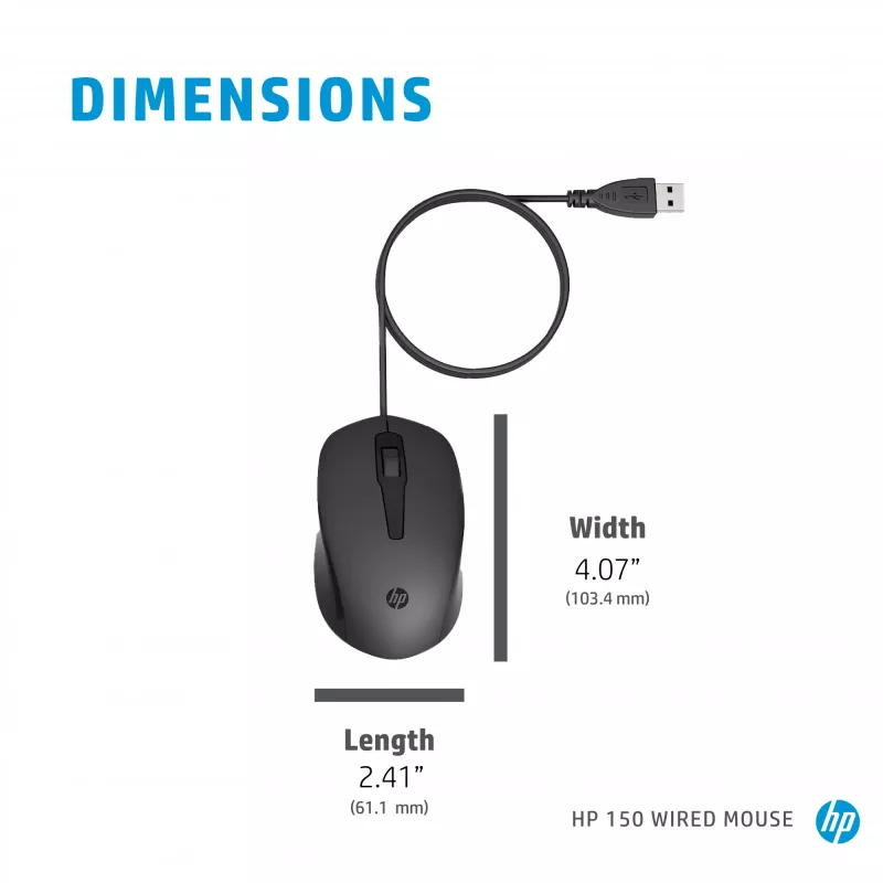 Ratón HP 150 con cable USB Type-A