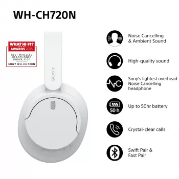 Sony WH-CH720 auriculares con cable e inalámbricos diadema llamadas/música USB Type-C Bluetooth blanco