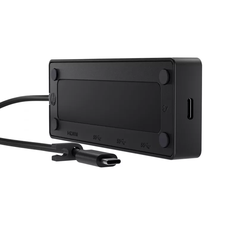 USB-C Travel Hub G3 — HP, host USB 3.2 Gen 2 Type-C, HDMI, USB-A, PD hasta 65 W, 116×41,9×14,5 mm