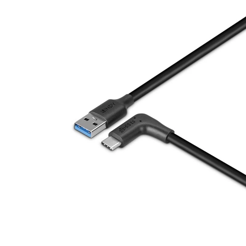 Cable Lindy 1,5 m USB 3.2 Type-A a C, acodado 90°, 10 Gbit/s