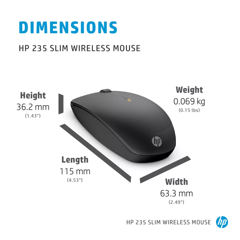 Ratón HP 235 delgado Wireless RF inalámbrico