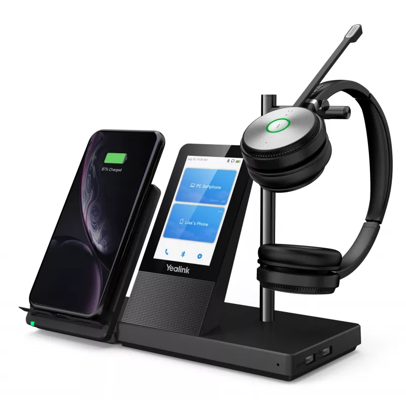 Auriculares inalámbricos DECT Yealink WH66 — Dual Teams, Bluetooth, supraaural, diadema, 20–20000 Hz, 127 g, negro