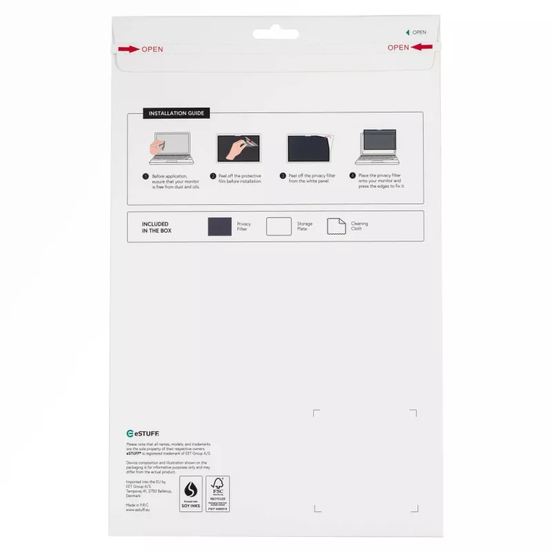 eSTUFF GLBW13290206 Filtro de privacidad adhesivo, 13,5 pulgadas, 290x206 mm